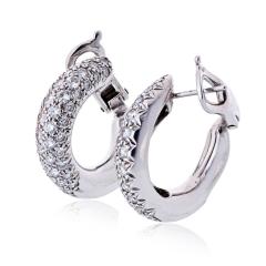  Van Cleef Arpels Van Cleef Arpels Circa 18K White Gold Pave Diamond Hoop 1 00cttw Earrings - 4481244