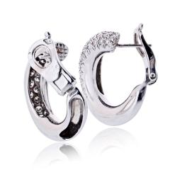  Van Cleef Arpels Van Cleef Arpels Circa 18K White Gold Pave Diamond Hoop 1 00cttw Earrings - 4481245