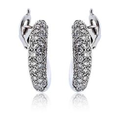  Van Cleef Arpels Van Cleef Arpels Circa 18K White Gold Pave Diamond Hoop 1 00cttw Earrings - 4483261