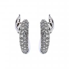  Van Cleef Arpels Van Cleef Arpels Circa 18K White Gold Pave Diamond Hoop 1 00cttw Earrings - 4483262