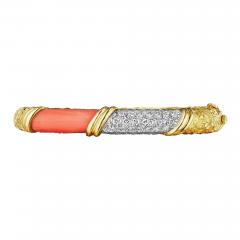  Van Cleef Arpels Van Cleef Arpels Coral and Diamond Bangle Bracelet - 4262857