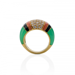 Van Cleef Arpels Van Cleef Arpels Diamond Chrysoprase and Coral Bomb Ring - 4103178