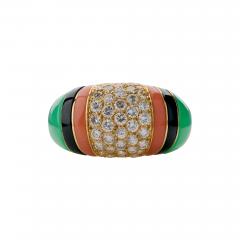  Van Cleef Arpels Van Cleef Arpels Diamond Chrysoprase and Coral Bomb Ring - 4104392