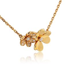  Van Cleef Arpels Van Cleef Arpels Frivole 18K Yellow Gold 9 Flowers Diamond Motifs Necklace - 4762278