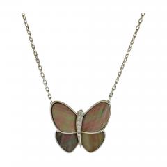  Van Cleef Arpels Van Cleef Arpels Grey Mother of Pearl Butterfly Necklace - 4678163