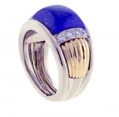  Van Cleef Arpels Van Cleef Arpels Lapis and Diamond White and Yellow Gold Ring - 1008395