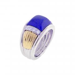  Van Cleef Arpels Van Cleef Arpels Lapis and Diamond White and Yellow Gold Ring - 1008583