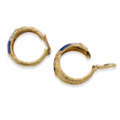  Van Cleef Arpels Van Cleef Arpels Mid century Lapis and Diamond Hoop Earrings - 4103153