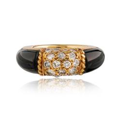  Van Cleef Arpels Van Cleef Arpels Onyx 18K Yellow Gold Diamond Philippine Ring - 4762520
