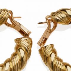  Van Cleef Arpels Van Cleef Arpels Paris 18K Gold Twisted Hoop Earrings - 3325136