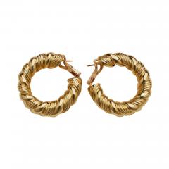  Van Cleef Arpels Van Cleef Arpels Paris 18K Gold Twisted Hoop Earrings - 3330952