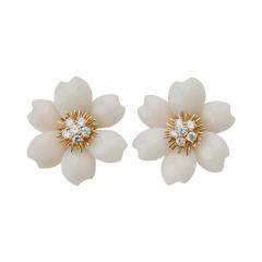  Van Cleef Arpels Van Cleef Arpels Rose de No l White Coral Clip Earrings - 3968988