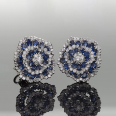  Van Cleef Arpels Van Cleef Arpels Sapphire and Diamond Camellia Earrings - 2623968