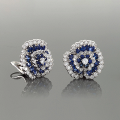  Van Cleef Arpels Van Cleef Arpels Sapphire and Diamond Camellia Earrings - 2624176