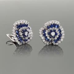  Van Cleef and Arpels Van Cleef Arpels Paris Diamond Sapphire and Platinum Camilia Earrings - 576098