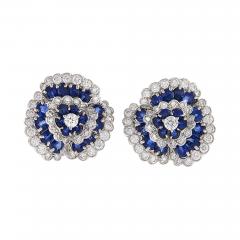  Van Cleef and Arpels Van Cleef Arpels Paris Diamond Sapphire and Platinum Camilia Earrings - 576981