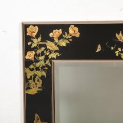  VanDyke Mid Century Black Glass w Chinoiserie Framed Mirror Signed VanDyke for LaBarge - 3275906