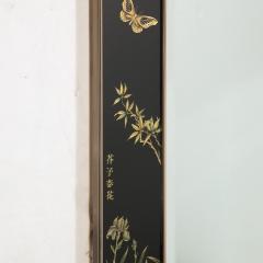  VanDyke Mid Century Black Glass w Chinoiserie Framed Mirror Signed VanDyke for LaBarge - 3275975