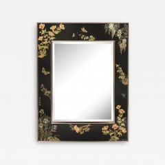  VanDyke Mid Century Black Glass w Chinoiserie Framed Mirror Signed VanDyke for LaBarge - 3281330