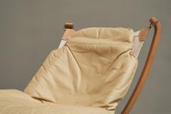  Vatne M bler Sigurd Ressell Pair of Falcon Lounge Chairs in Leather Canvas and Birch - 4468738