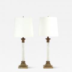  Vaughan Designs Pair of Crystal and Brass Column Lamps by Vaughan - 2315064