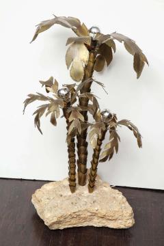  Venfield 1970s French Brutalist Palm Tree Lamp Table with Natural Stone Base - 1832434