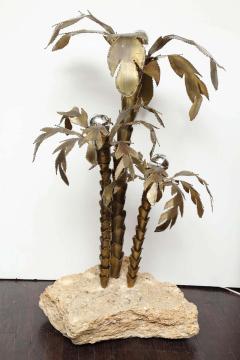  Venfield 1970s French Brutalist Palm Tree Lamp Table with Natural Stone Base - 1832435