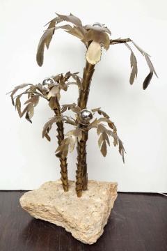  Venfield 1970s French Brutalist Palm Tree Lamp Table with Natural Stone Base - 1832442