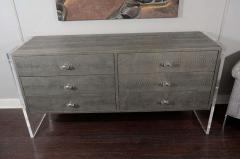  Venfield 6 Drawer Grey Gun Metal Python Dresser with Lucite Side Panels - 2039227