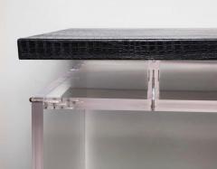  Venfield Acrylic Partners Desk with Embossed Crocodile Leather Top Floor Model Sale - 4206896