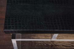  Venfield Acrylic Partners Desk with Embossed Crocodile Leather Top Floor Model Sale - 4206898