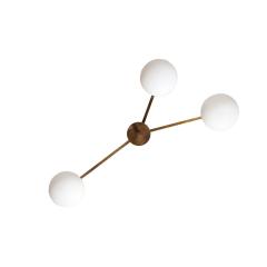  Venfield Angelo Lelli Style Opaline Glass Globe Brass Fixture - 2719375