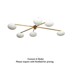  Venfield Angelo Lelli Style Opaline Glass Globe Brass Fixture - 2719382