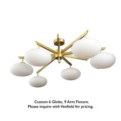  Venfield Angelo Lelli Style Opaline Glass Globe Brass Fixture - 2719387