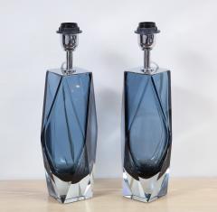  Venfield Blue Faceted Pair of Murano Glass Table Lamps - 2038708