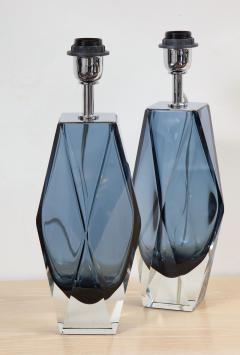  Venfield Blue Faceted Pair of Murano Glass Table Lamps - 2038709