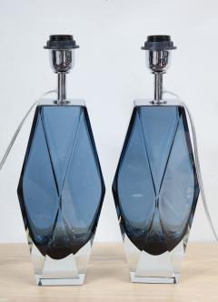  Venfield Blue Faceted Pair of Murano Glass Table Lamps - 2038716