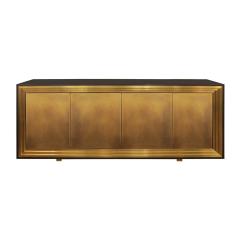  Venfield Burl Faced Four Door Credenza with Stepped Brass Framed Front - 4206878