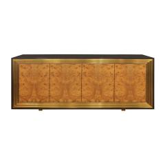  Venfield Burl Faced Four Door Credenza with Stepped Brass Framed Front - 4206882
