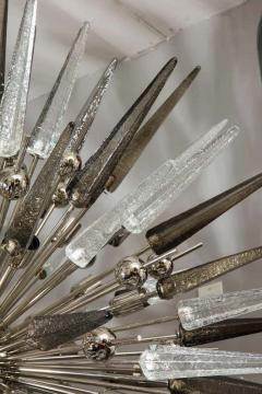 Venfield Clear and Smoke Murano Glass Spike Sputnik Chandelier With Metal Spheres - 3140748