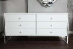  Venfield Custom 6 Drawer White Lacquer Dresser with Acrylic Side Panels - 3137715