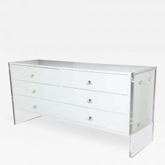  Venfield Custom 6 Drawer White Lacquer Dresser with Acrylic Side Panels - 3139736