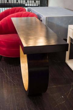  Venfield Custom Black Parchment Circle Console with Gold Leaf Interior - 2038850