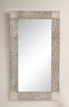  Venfield Custom Brutalist Mirror in the Manner of Luciano Frigerio in Brushed Nickel - 1836298