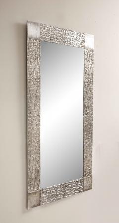  Venfield Custom Brutalist Mirror in the Manner of Luciano Frigerio in Brushed Nickel - 1836301