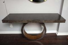  Venfield Custom Charcoal Goatskin Console with Umber Gold Leaf - 3135225