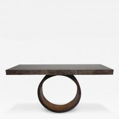  Venfield Custom Charcoal Goatskin Console with Umber Gold Leaf - 3137473