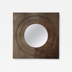  Venfield Custom Circle Mirror in Square Parchment Frame - 3132676