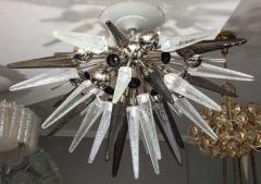  Venfield Custom Clear and Smoke Murano Glass Spike Flush Mount with Metal Spheres - 3140709