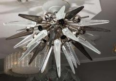  Venfield Custom Clear and Smoke Murano Glass Spike Flush Mount with Metal Spheres - 3140710